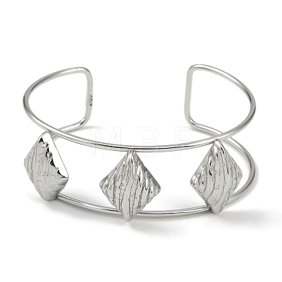 Non-Tarnish 304 Stainless Steel Wide Textured Open Cuff Bangles BJEW-Q348-05P-09-1