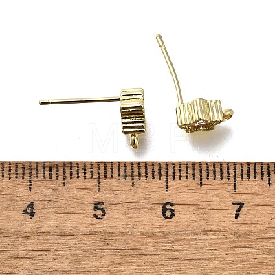 Brass with Cubic Zirconia Stud Earrings Finding KK-Q048-17G-1