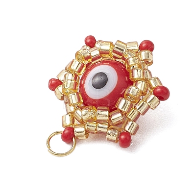 Beaded Star Eye Charms PALLOY-MZ00575-02-1