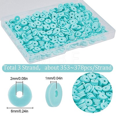 SUNNYCLUE 3 Strands Flat Round Eco-Friendly Handmade Polymer Clay Beads CLAY-SC0001-69E-1