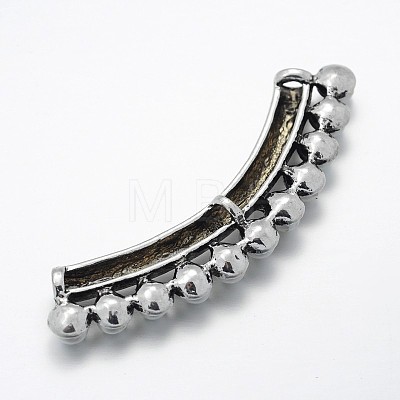 Antique Silver Plated Alloy Curved Tube Beads PALLOY-J628-A01-1