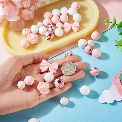 34Pcs 6 Style Silicone Beads SIL-TA0003-52-1