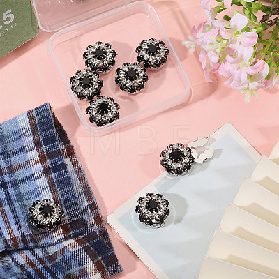 8Pcs Brass Rhinestone Cufflinks BUTT-GL0001-07B-1