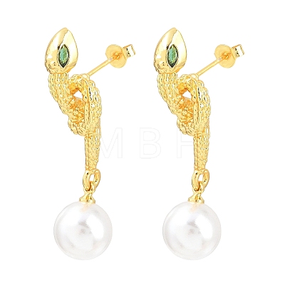Snake Brass Micro Pave Cubic Zirconia Stud Earrings EJEW-K249-13G-1
