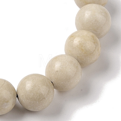 10mm Round Natural Fossil  Braided Bead Bracelets BJEW-C067-01C-26-1