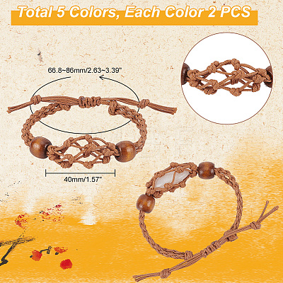   10Pcs 5 Colors Braided Nylon Cord Macrame Pouch Bracelet Making BJEW-PH0004-15-1