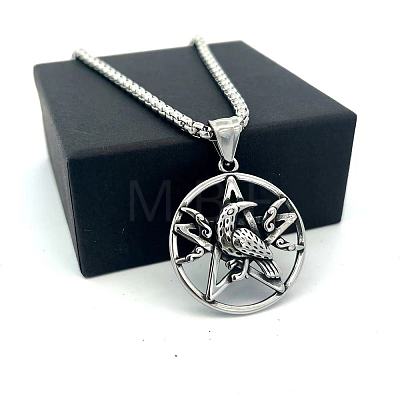 Vintage 304 Stainless Steel Pentagram Eagle Pendant Men's Necklaces OB8417-1