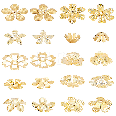   100Pcs 10 Styles Brass Bead Caps for DIY Hair Decoration Accessories KK-PH0005-72-1
