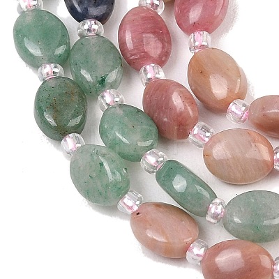 Cherry Quartz Glass & Natural  Rhodonite & Sodalite & Green Aventurin & Crazy Agate Beads Strands G-Z135-A12-1