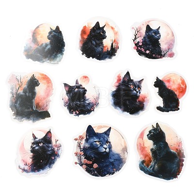 20Pcs Moonlit Cat Waterproof PET Self-Adhesive Decorative Stickers DIY-M053-04A-1