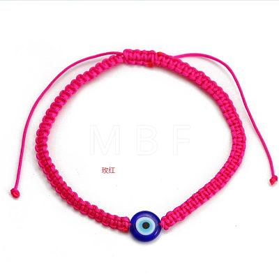 Evil Eye Lampwork Bead Braided Bead Bracelets NE0234-7-1