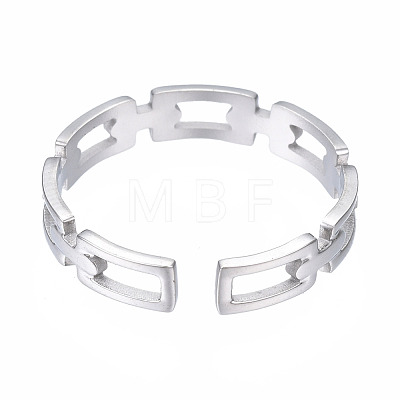 304 Stainless Steel Rectangle Wrap Open Cuff Ring RJEW-T023-70P-1