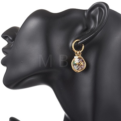 Abalone Shell Pendant Necklace & Hoop Earrings with Shell Pearl & Natural Freshwater Pearls SJEW-JS01379-03-1