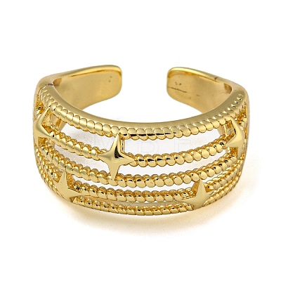 Star Brass Multi-layer Open Cuff Rings for Women RJEW-Z050-07G-1