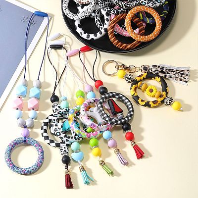 5Pcs Ring Food Grade Eco-Friendly Silicone Focal Beads JX893L-1