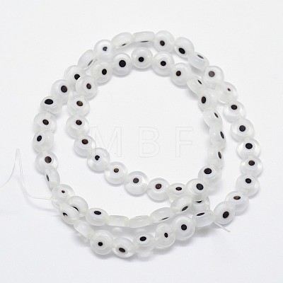 Handmade Evil Eye Lampwork Flat Round Bead Strands LAMP-L058-10mm-07-1