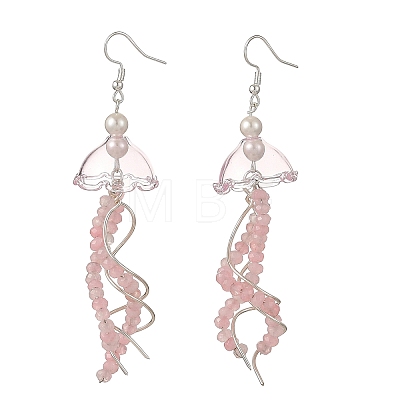 Dyed Natural Malaysia Jade Jellyfish Dangle Earrings for Women EJEW-JE07484-01-1