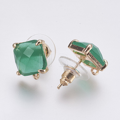 Faceted Glass Stud Earring Findings GLAA-F084-C02-1