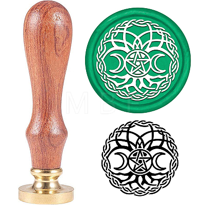 Brass Wax Seal Stamp with Handle AJEW-WH0184-0556-1