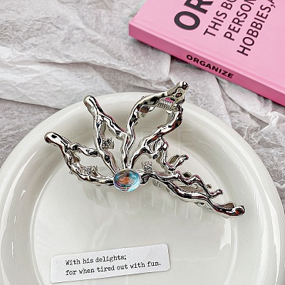 Hollow Butterfly Alloy Rhinestone Large Claw Hair Clips PW-WG31384-03-1
