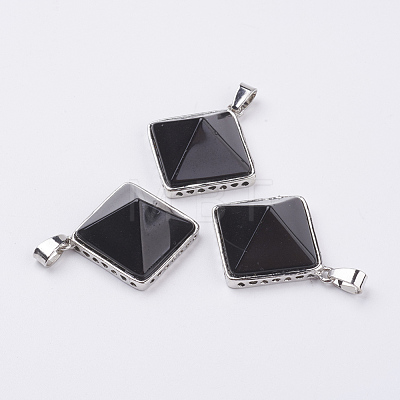 Natural Dyed & Heated Black Agate Pendants G-E442-02R-1