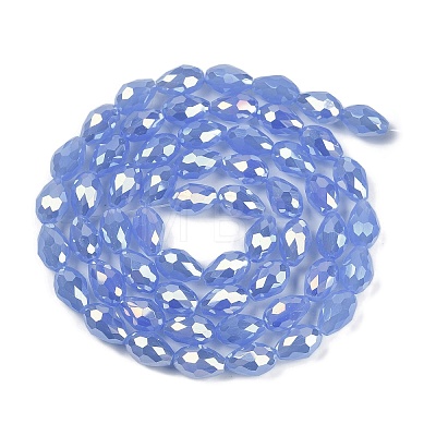Opaque Solid Color Electroplate Glass Beads Strands X-EGLA-N013-J6mm-B06-1