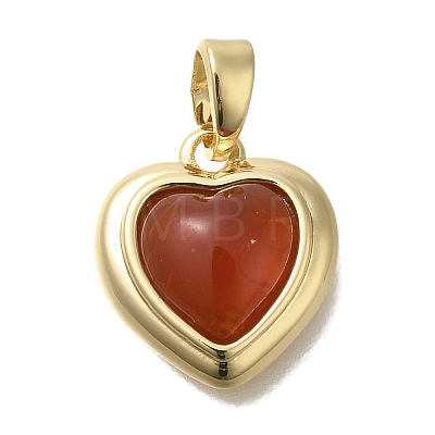 Natural Carnelian(Dyed & Heated) Heart Charms KK-K388-02G-1