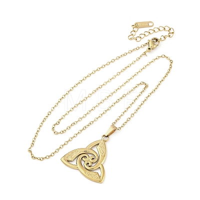 Viking Triskelion Knot 304 Stainless Steel Pendant Necklaces NJEW-M096-32G-1