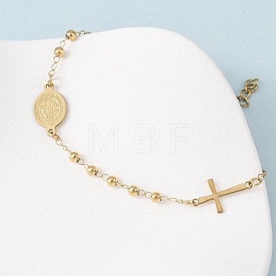 Religion 304 Stainless Steel Link Bracelets BJEW-F524-05A-G-1