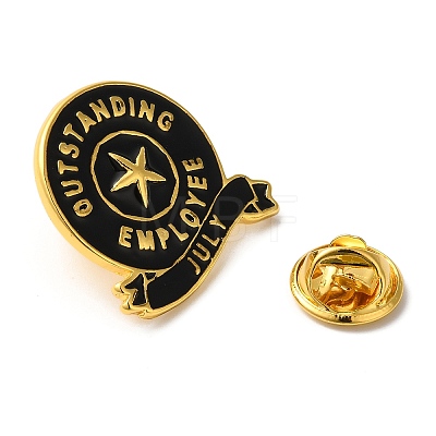 Golden Tone Alloy Outstanding Employee of The Month Enamel Pins JEWB-K021-07G-07-1