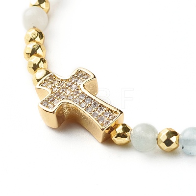 Cross Cubic Zirconia Beaded Bracelet for Girl Women BJEW-JB06848-1