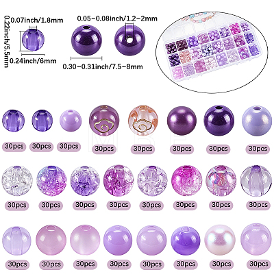 720Pcs 24 Styles Mixed Styles Acrylic Beads DIY-PA0002-14A-1
