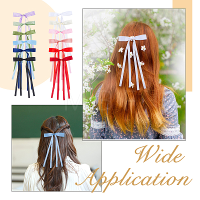 SUPERFINDINGS 24Pcs 12 Colors Polyester Ribbon Bowknot Alligator Hair Clips PHAR-FH0001-04-1