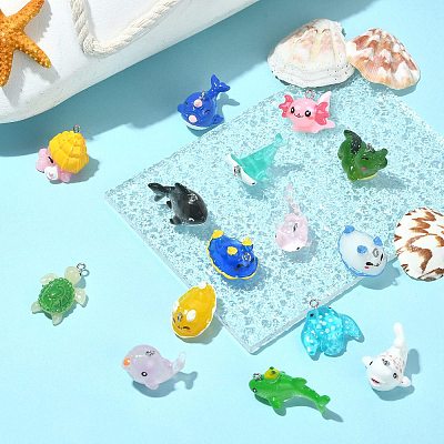 36Pcs 18 Styles Ocean Theme Resin Pendants RESI-SZ0003-22-1