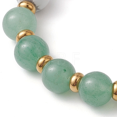 10.5mm Round Natural Green Aventurine & Howlite Beaded Stretch Bracelets for Women BJEW-JB10713-1