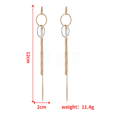 Ring Shape Iron Tassel Stud Earrings LI8396-2-1