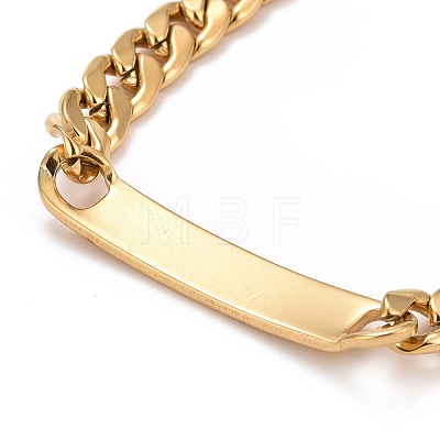 Vacuum Plating 304 Stainless Steel Rectangle Link Bracelet with Curb chains for Men Women STAS-E160-26G-1