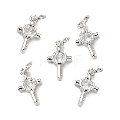 Brass Micro Pave Cubic Zirconia Charms KK-E068-VB239-1