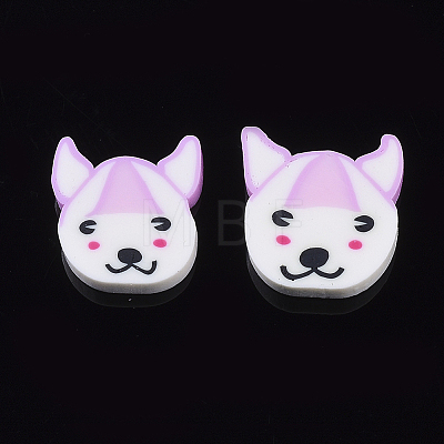 Handmade Polymer Clay Puppy Cabochons CLAY-S091-021-1