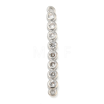 Brass Pave Cubic Zirconia Three Flat Round Links Connector Charms KK-P277-52D-A-1