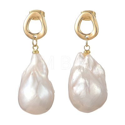 Natural Baroque Pearl Keshi Pearl Dangle Earrings EJEW-JE07499-1