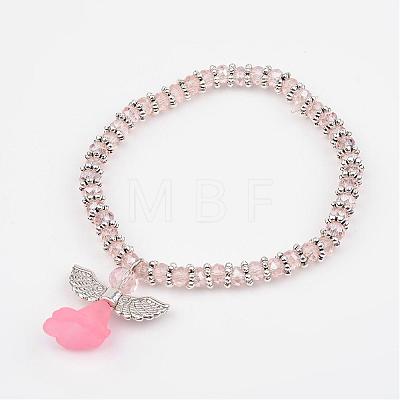 Glass Beaded Charm Bracelets BJEW-JB02309-1