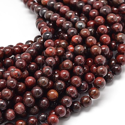 Natural Brecciated Jasper Round Beads Strands G-P075-14-8mm-1