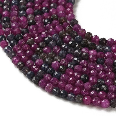 Natural Red Corundum/Ruby and Sapphire Beads Strands G-Z150-A03-3mm-1