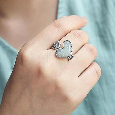 Retro Alloy & Resin Adjustable Open Cuff Rings for Women FS-WG9D7B1-01-1