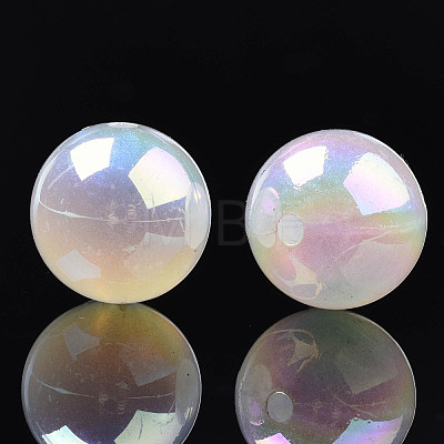 Rainbow Iridescent Plating Acrylic Beads PACR-S221-008B-02-1