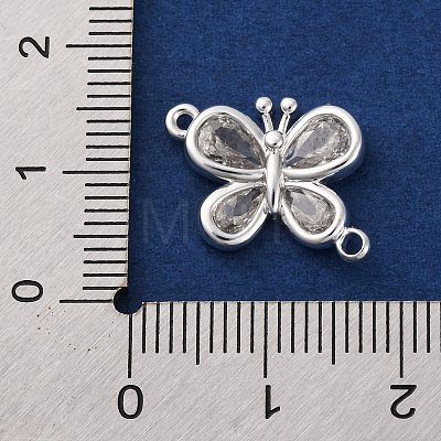 Brass Pave Clear Cubic Zirconia Connector Charms KK-Z066-09S-1