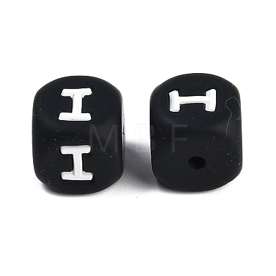 20Pcs Black Cube Letter Silicone Beads 12x12x12mm Square Dice Alphabet Beads with 2mm Hole Spacer Loose Letter Beads for Bracelet Necklace Jewelry Making JX433I-1