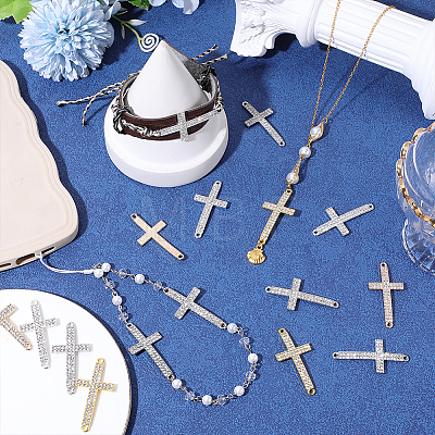 40Pcs 4 Colors Religion Alloy Crystal Rhinestone Connector Charms FIND-PH0038-10-1