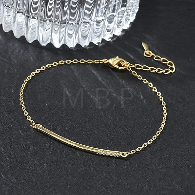Brass Micro Pave Clear Cubic Zirconia Link Bracelets BJEW-E114-01B-G-1